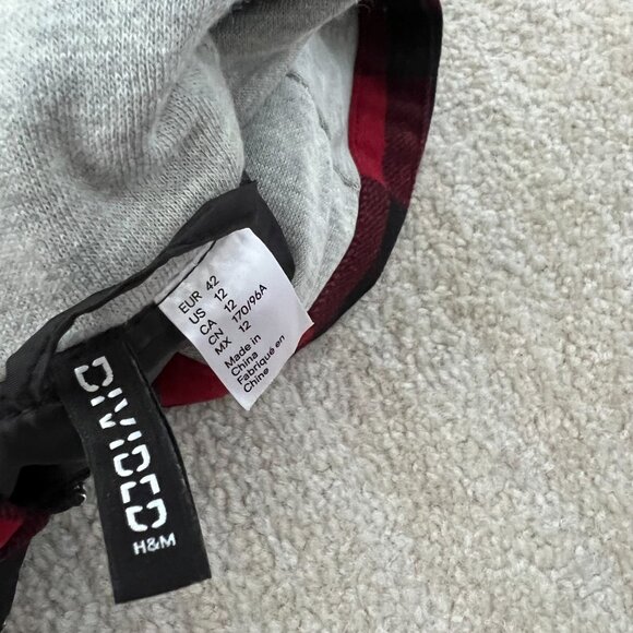 H&M Divided Buffalo Check Wool Blend Hooded Zip Up Jacket 12 - Picture 2 of 8